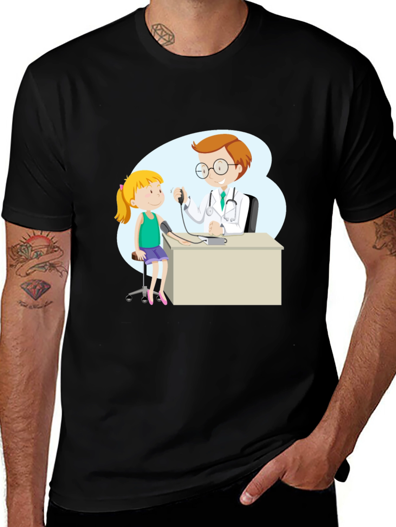 Variant 26 of Doctor Visit Graphic Tee - Black Cotton Blend T-Shirt