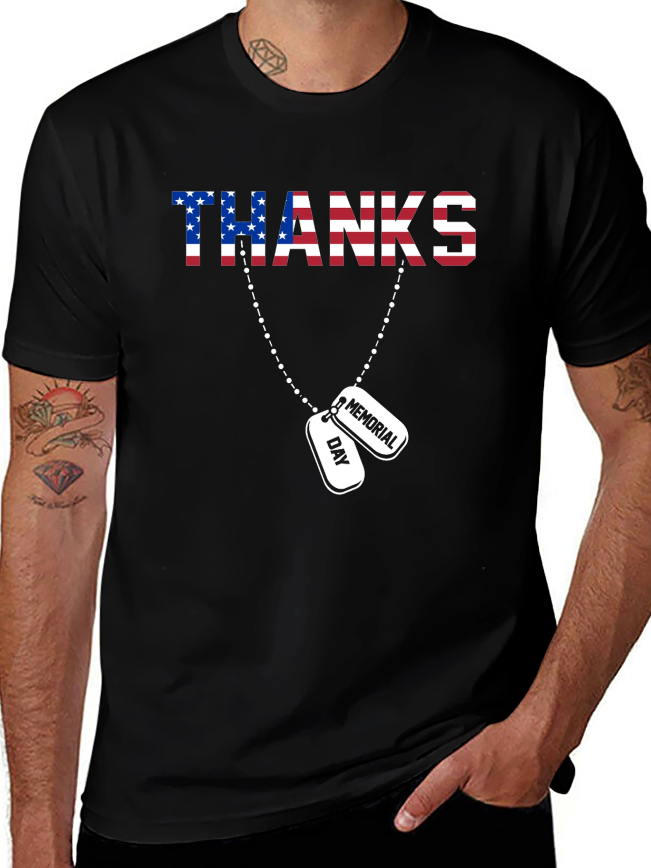 Memorial Day Thanks T-Shirt - Patriotic American Flag Design