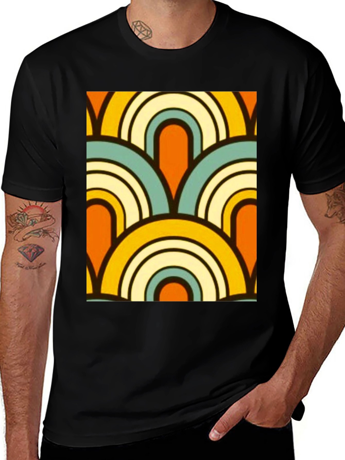 Variant 28 of Retro Rainbow Graphic Tee - Black