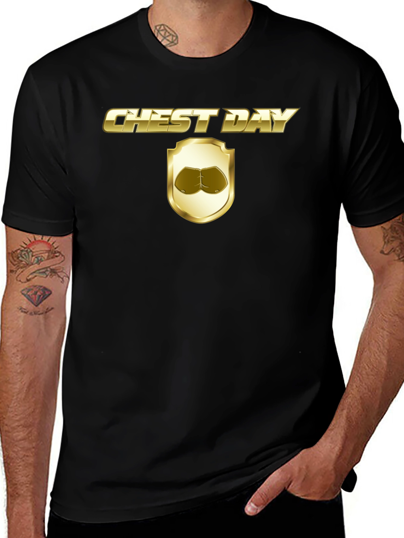 Variant 28 of Chest Day Graphic T-Shirt - Gym Humor