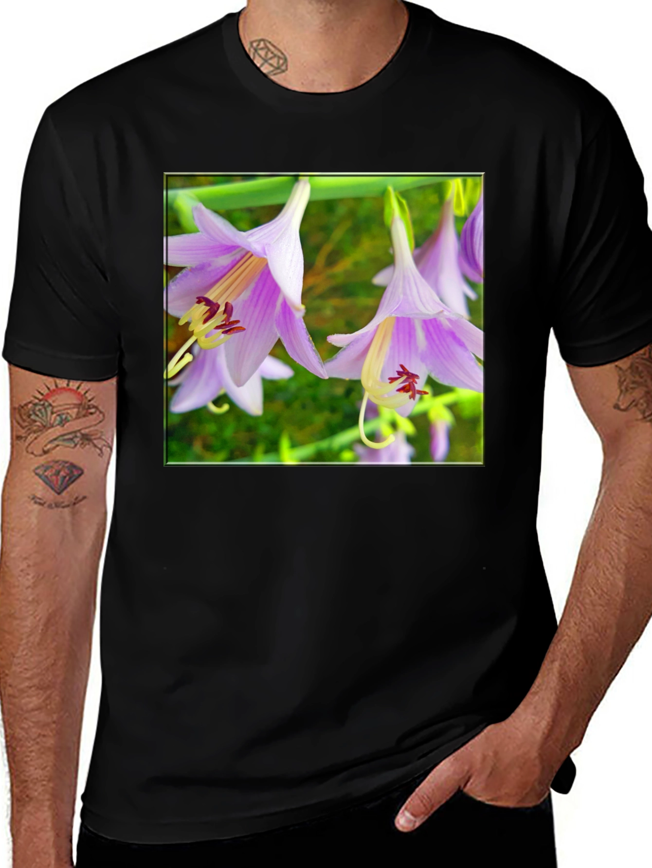 Black Floral T-Shirt with Unique Flower Print main image