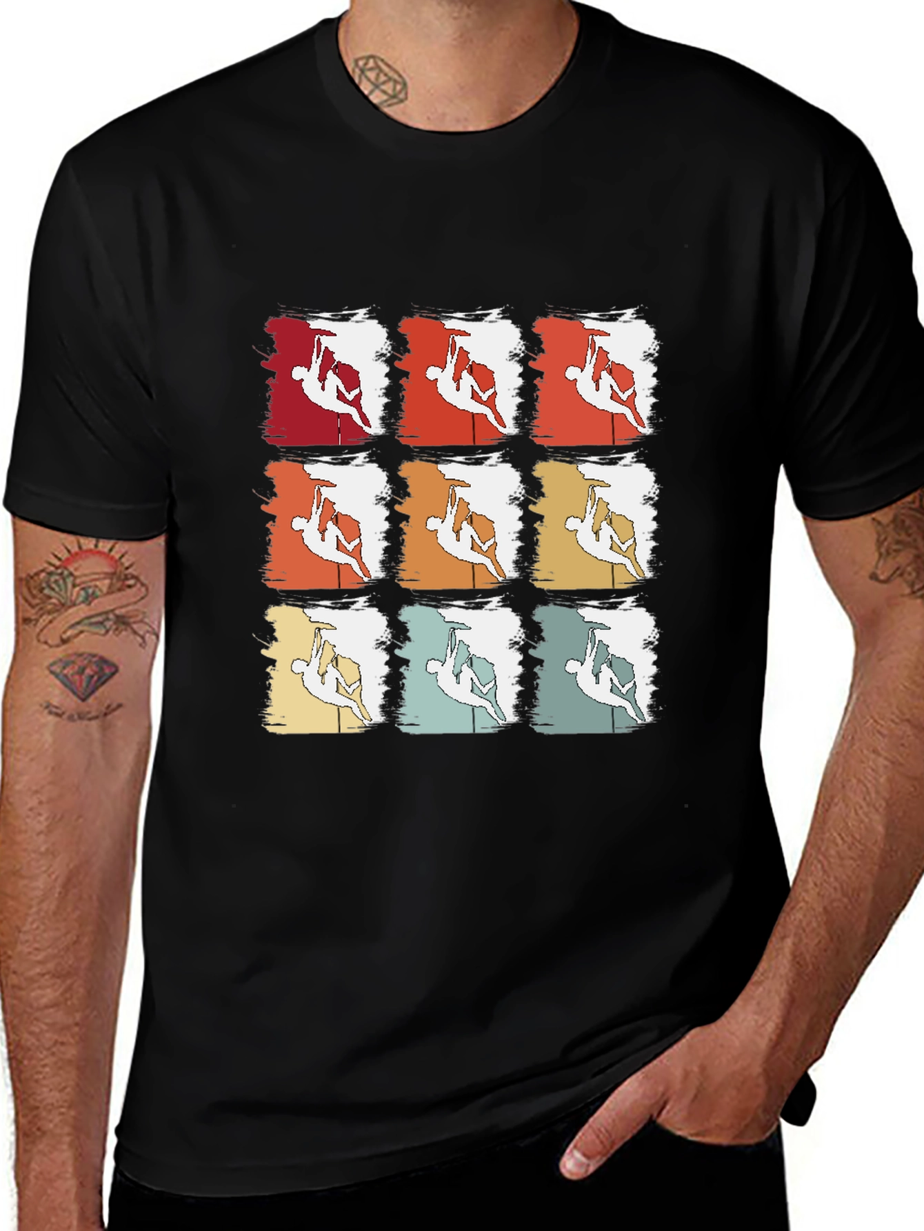Variant 22 of Retro Rock Climbing T-Shirt - Nine Climber Design