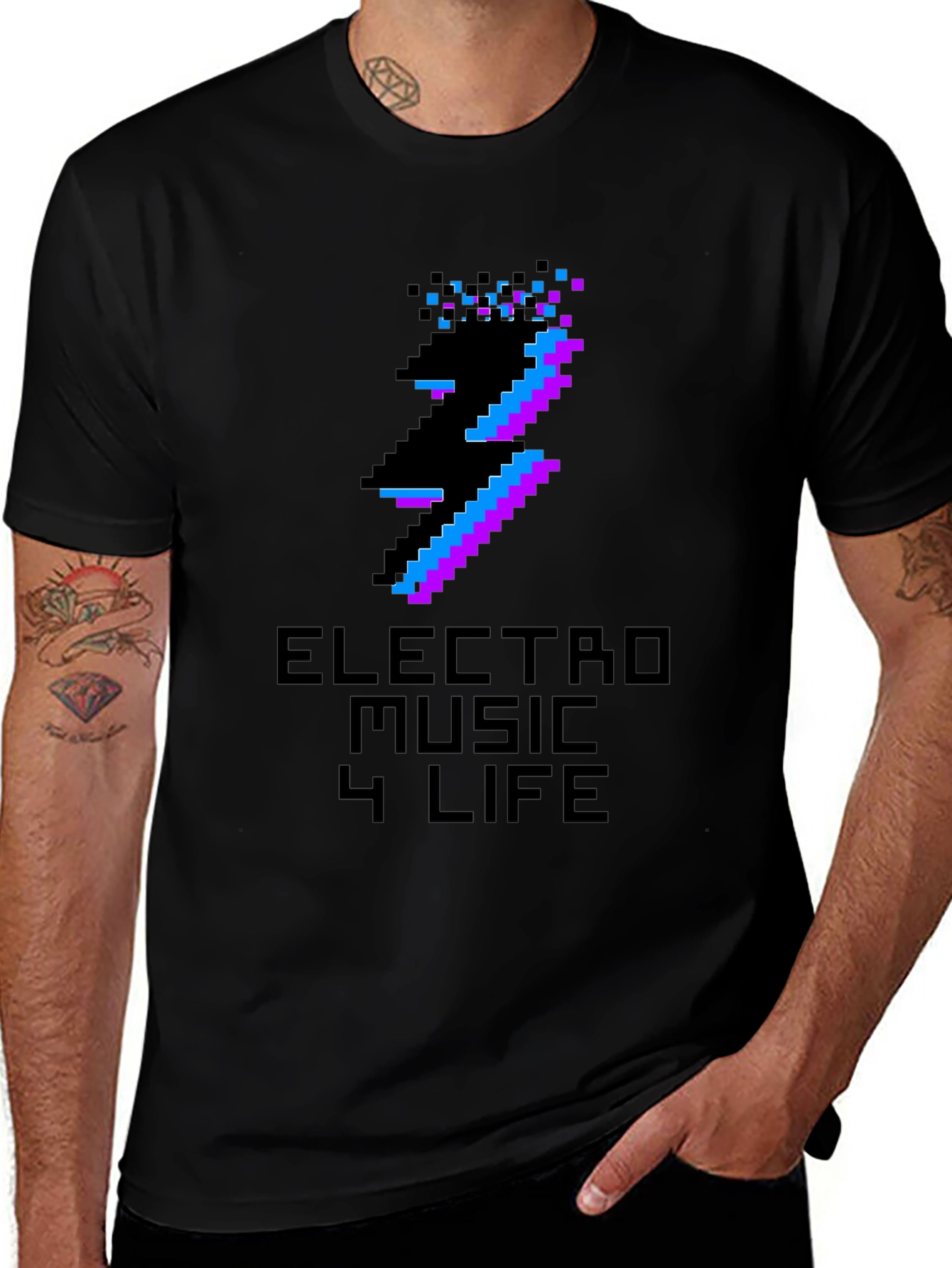 Variant 12 of Electro Music Glitch T-Shirt - Pixel Art Rave Tee