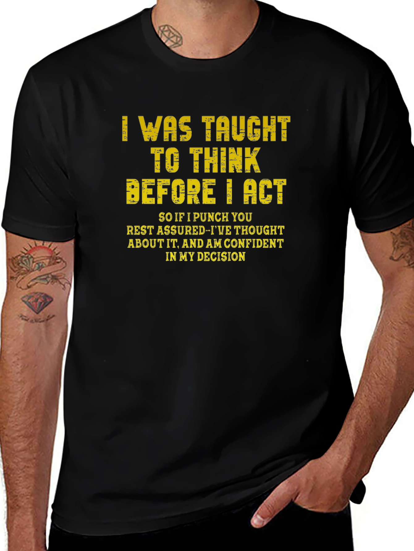 Variant 5 of Think Before I Act Graphic Tee - Black