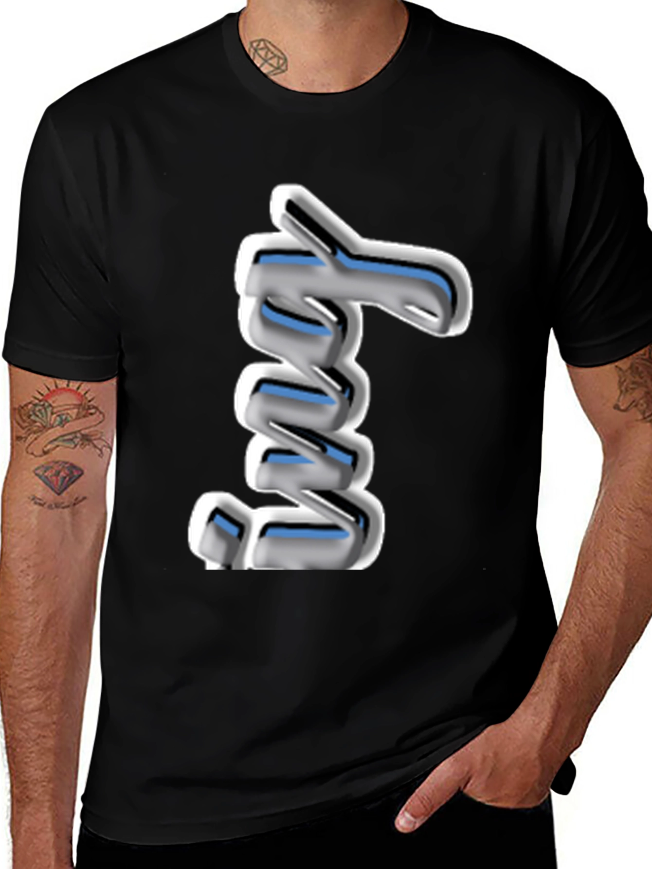 Cool 3D Spring Graphic Black T-Shirt