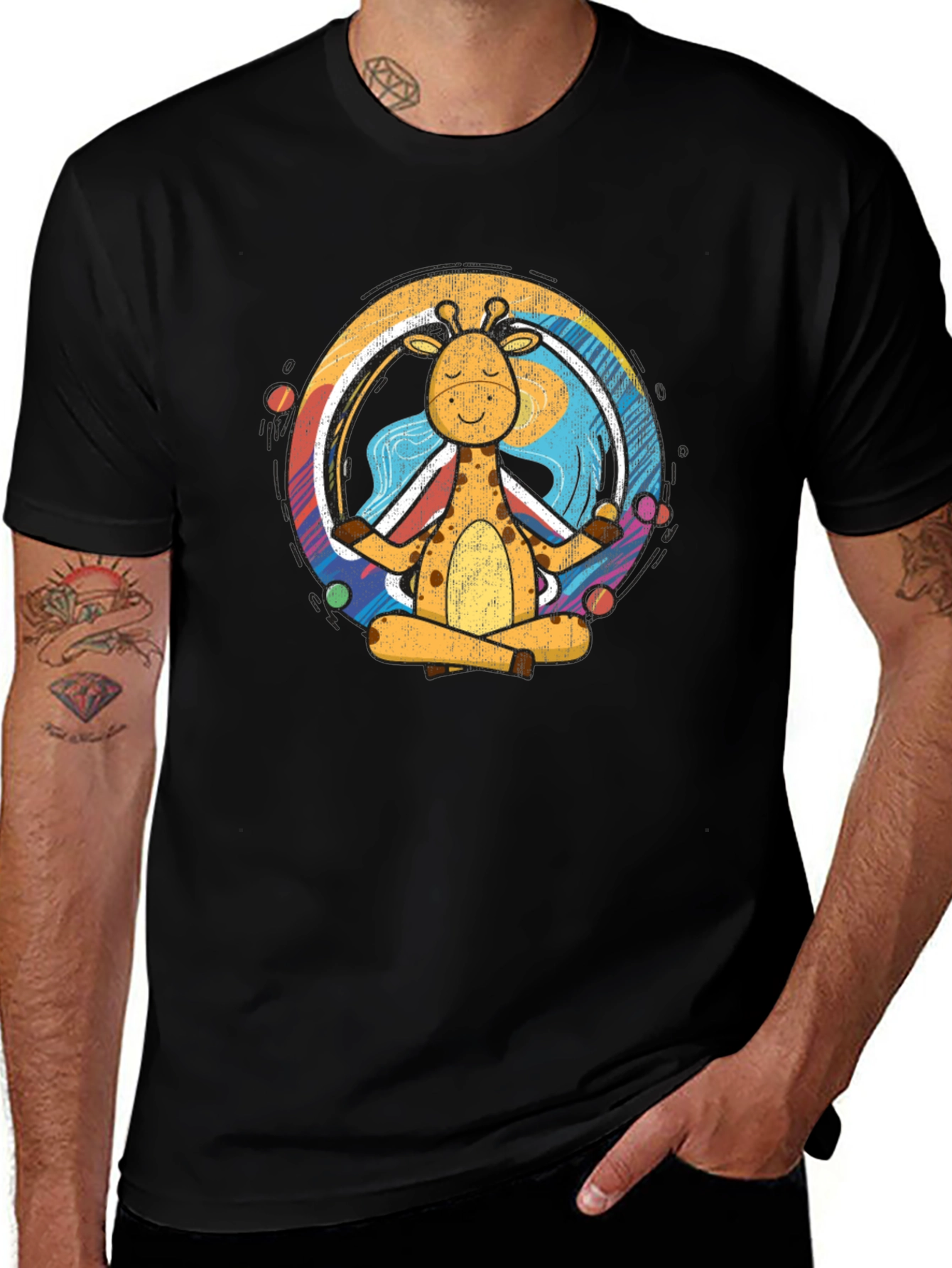 Variant 2 of Meditating Giraffe Graphic Tee - Zen Animal T-Shirt