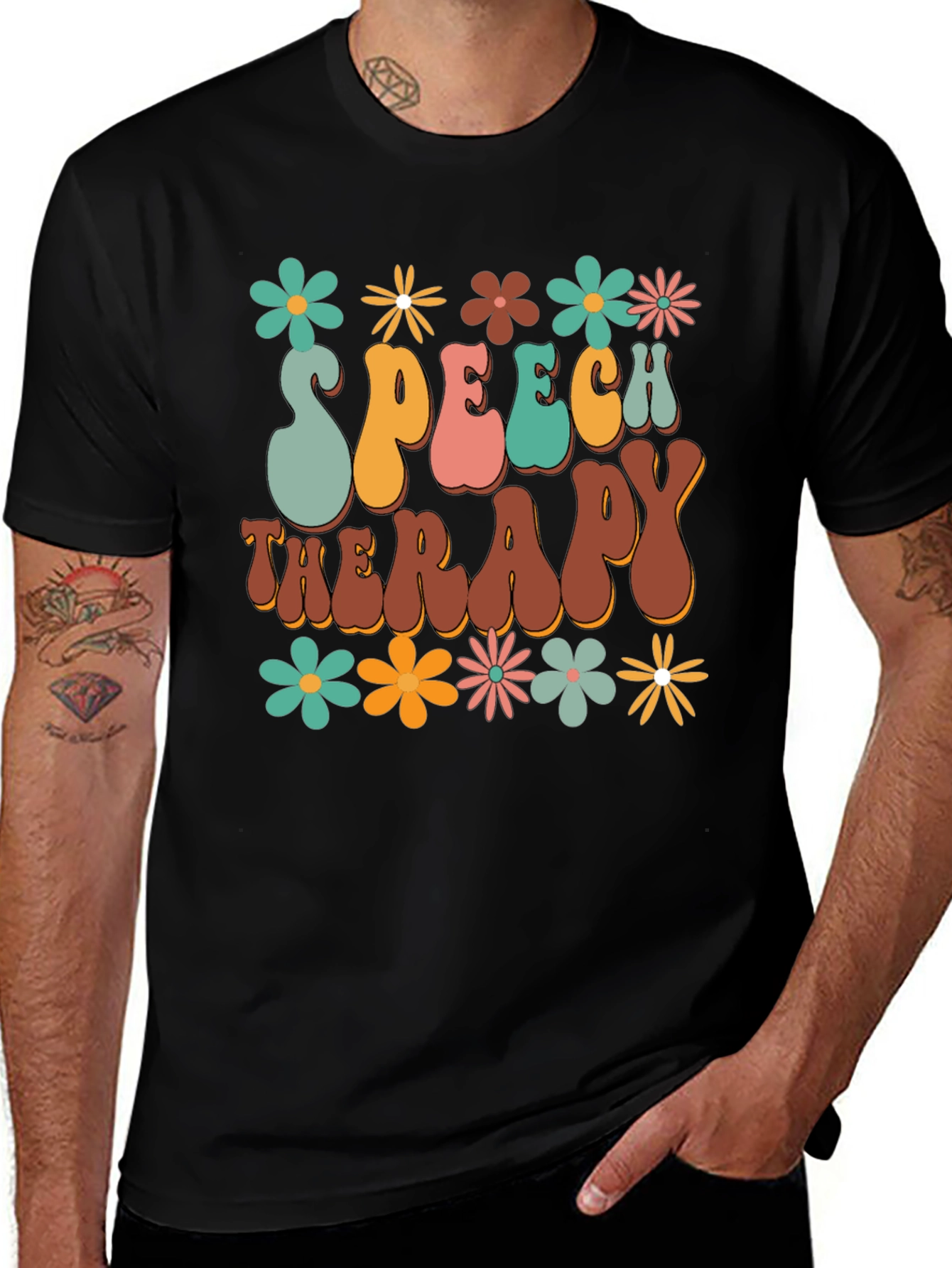 Variant 12 of Speech Therapy Retro Floral Graphic Tee