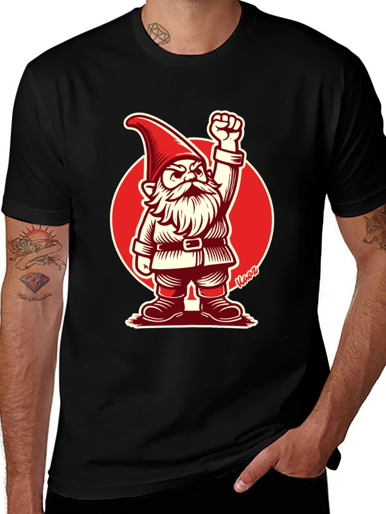 Variant 6 of Rebel Gnome Graphic Tee - Black Cotton T-Shirt