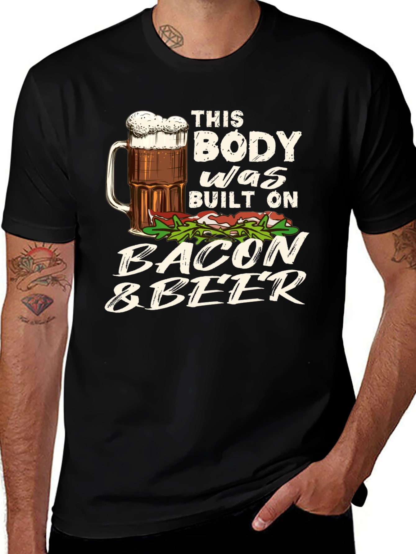 Variant 13 of Bacon & Beer Built Body Graphic T-Shirt