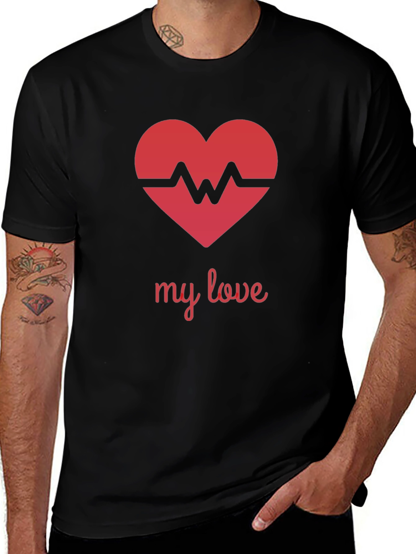 Variant 27 of Heartbeat My Love Black T-Shirt