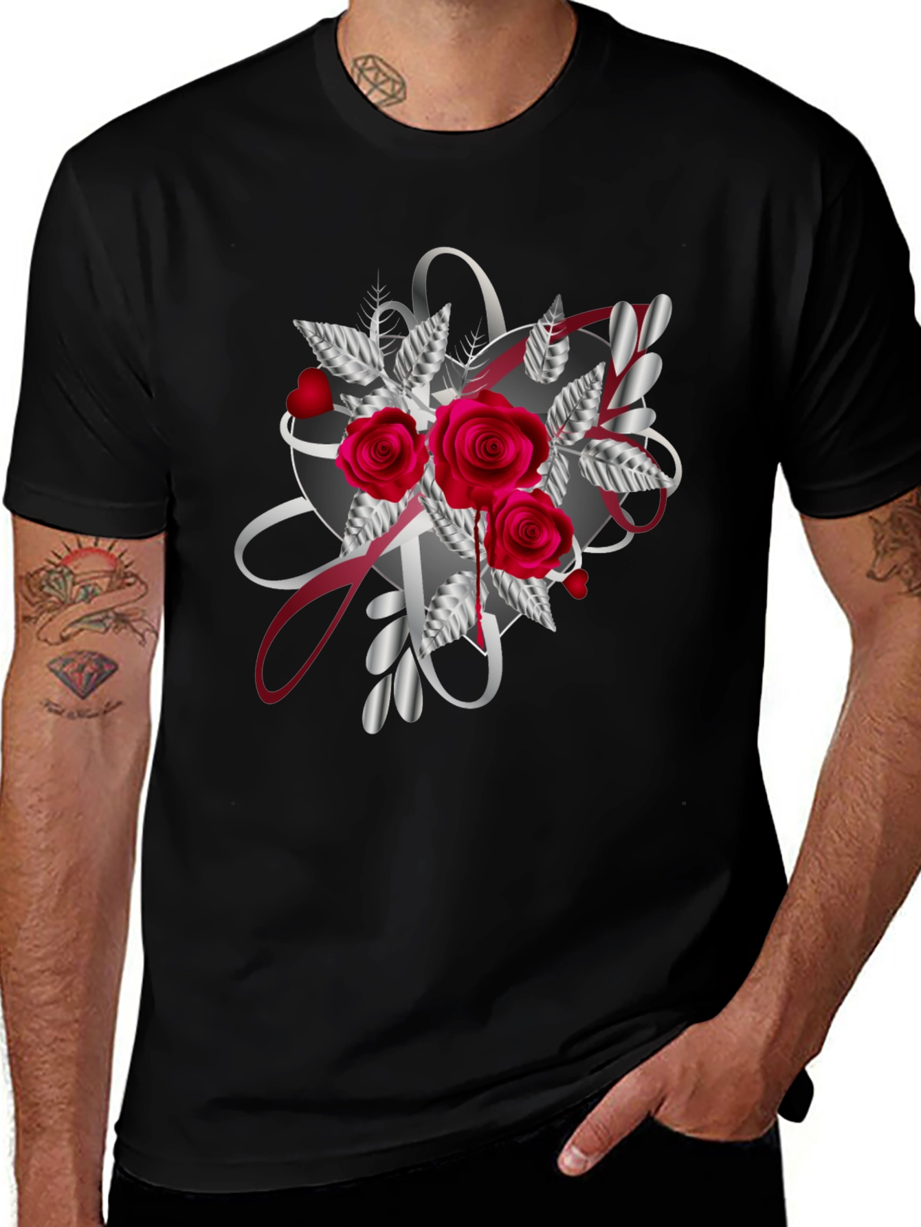 Variant 29 of Romantic Rose Heart Graphic T-Shirt