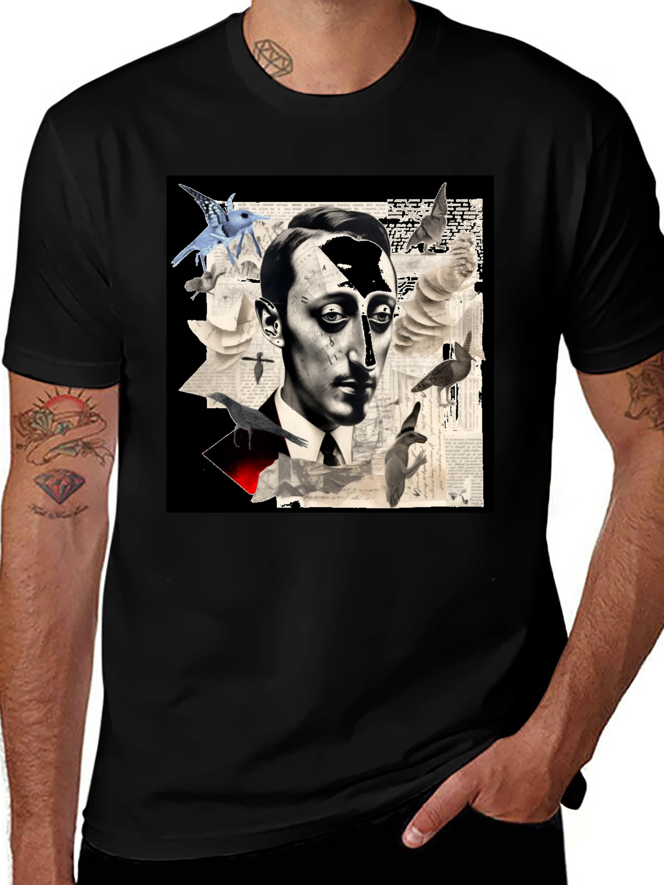 Variant 18 of Artistic Men's Graphic Tee: Surreal Portrait