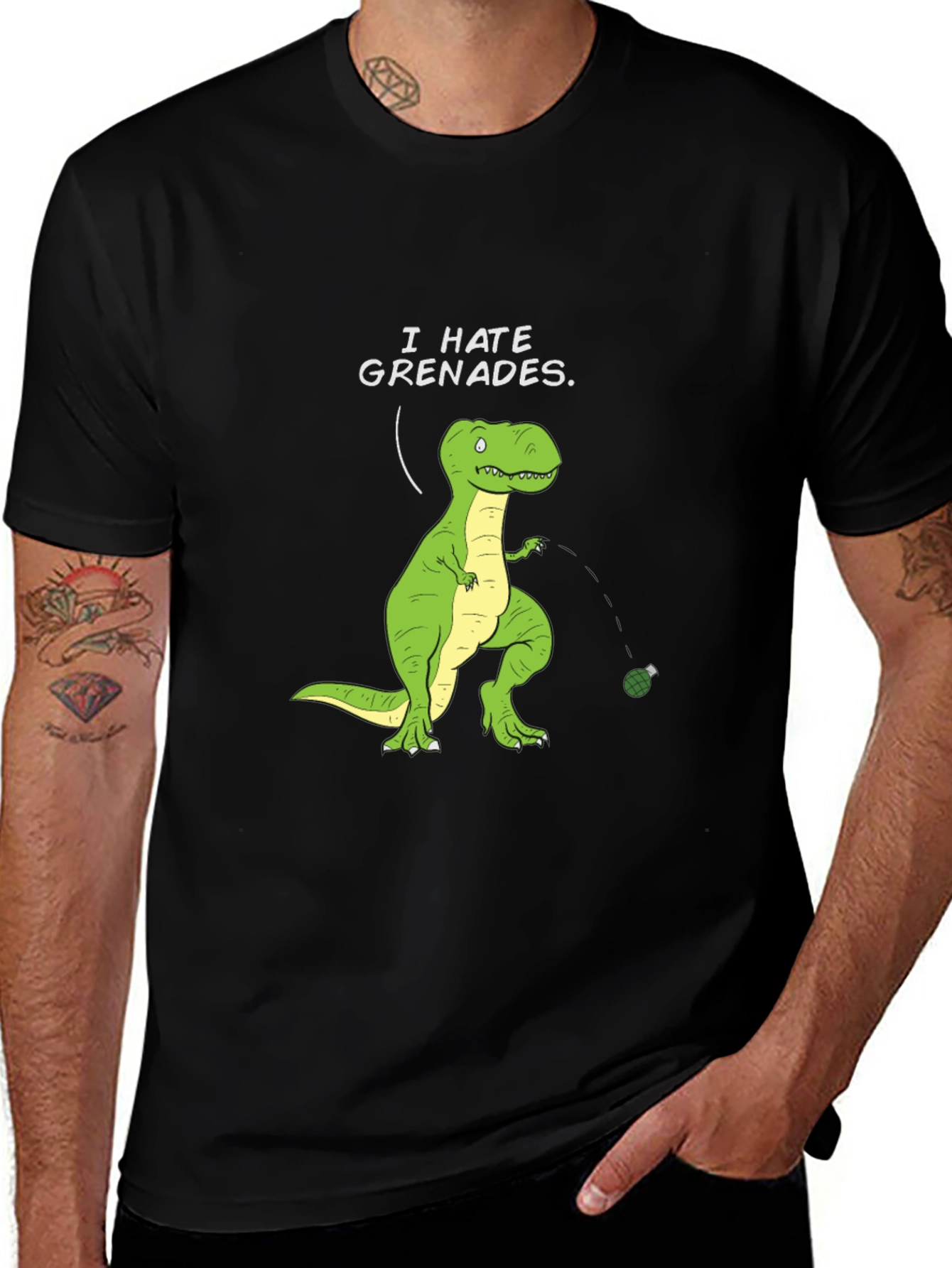 I Hate Grenades T-Shirt - Dinosaur Funny Graphic Tee