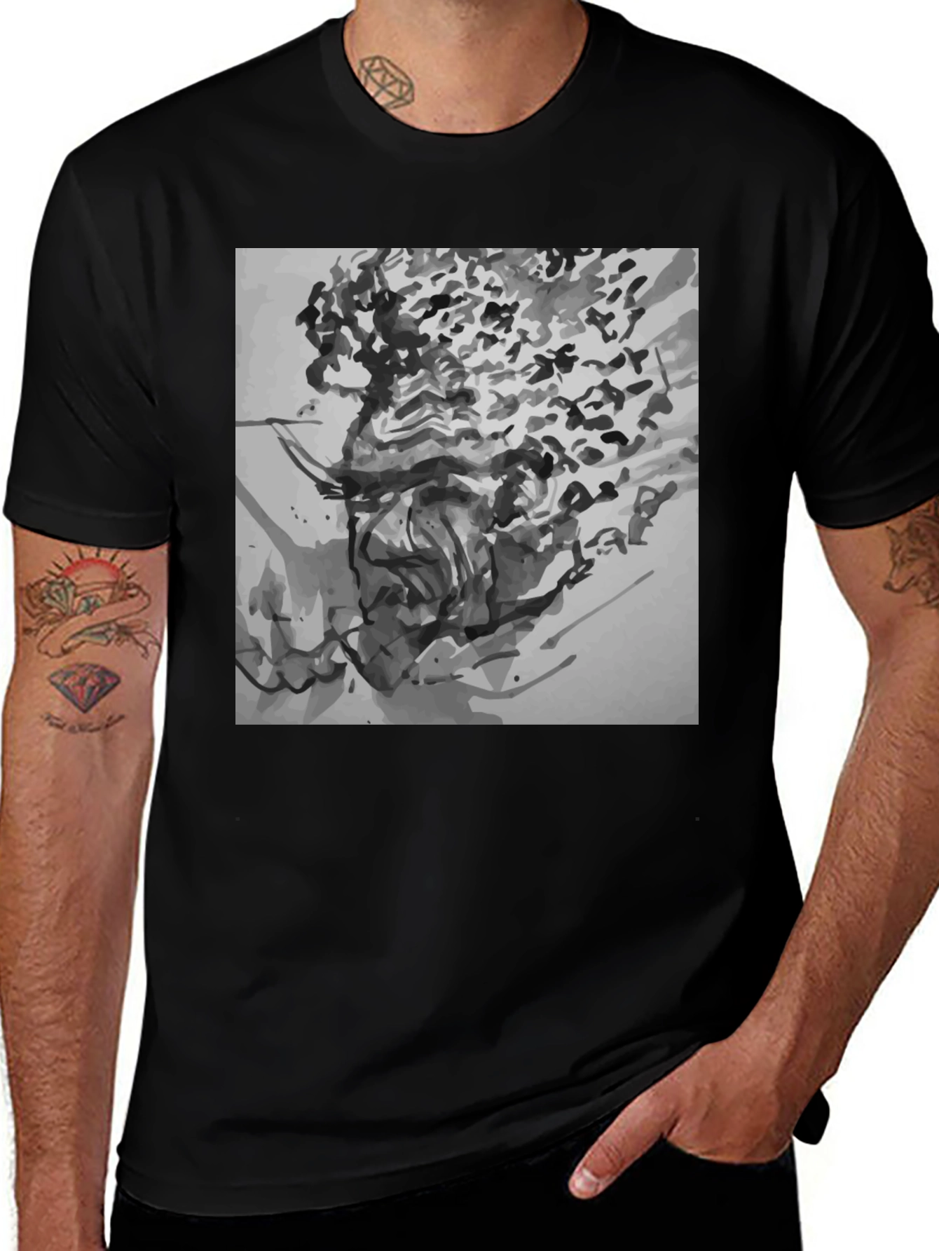 Variant 5 of Abstract Graphic Print Black T-Shirt