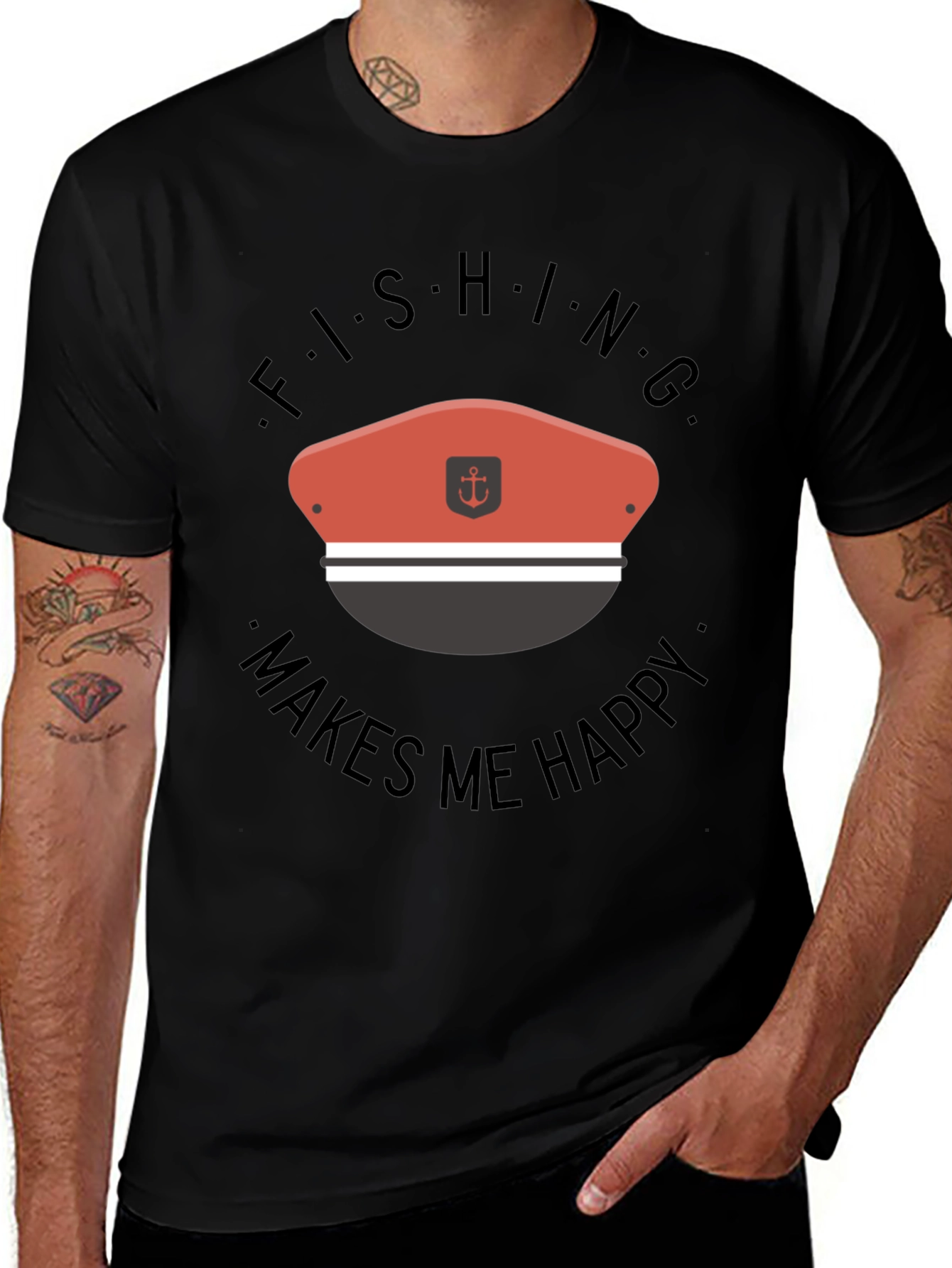 Black Fishing Makes Me Happy T-Shirt main image