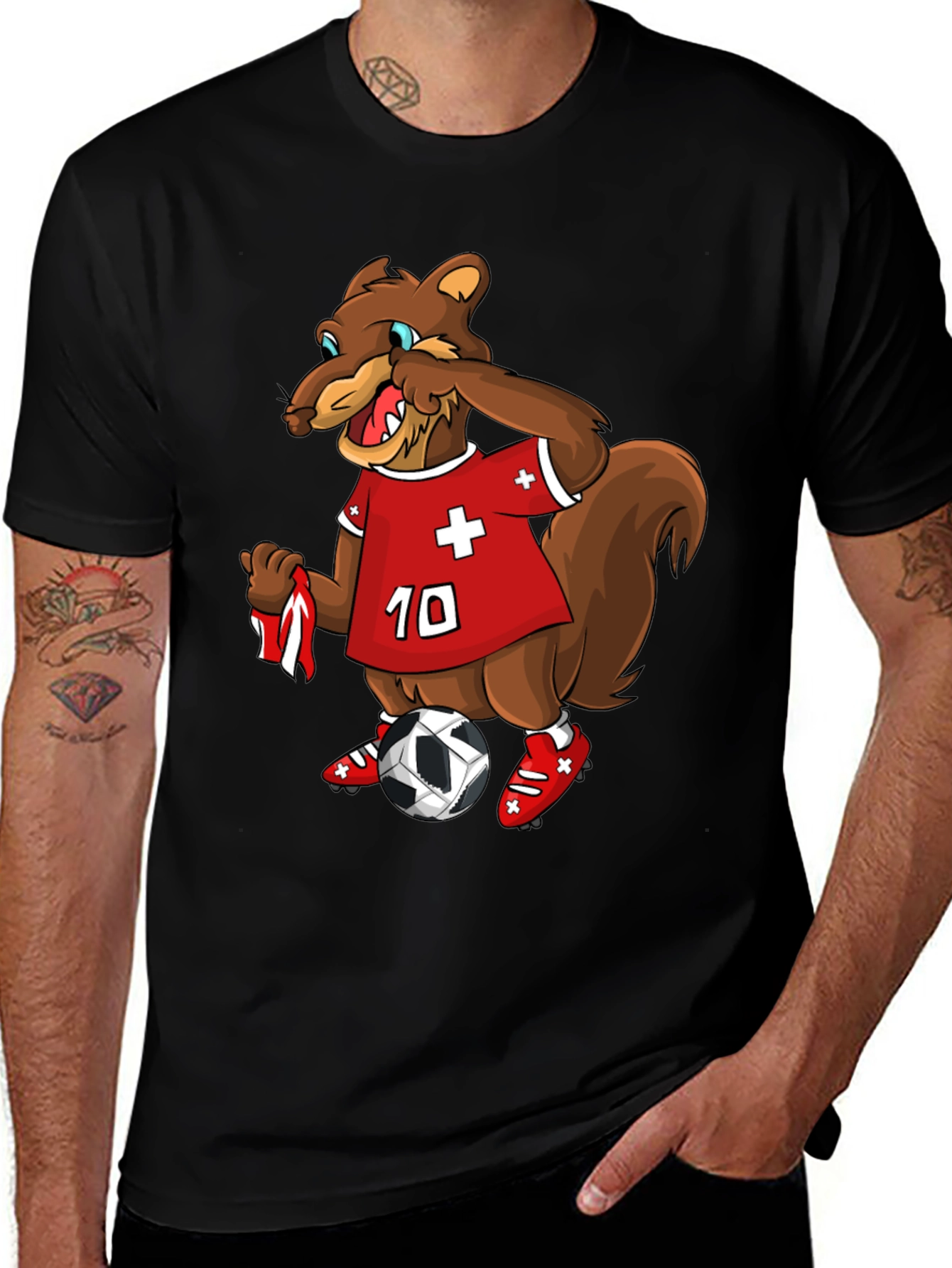 Variant 11 of Swiss Soccer Squirrel T-Shirt
