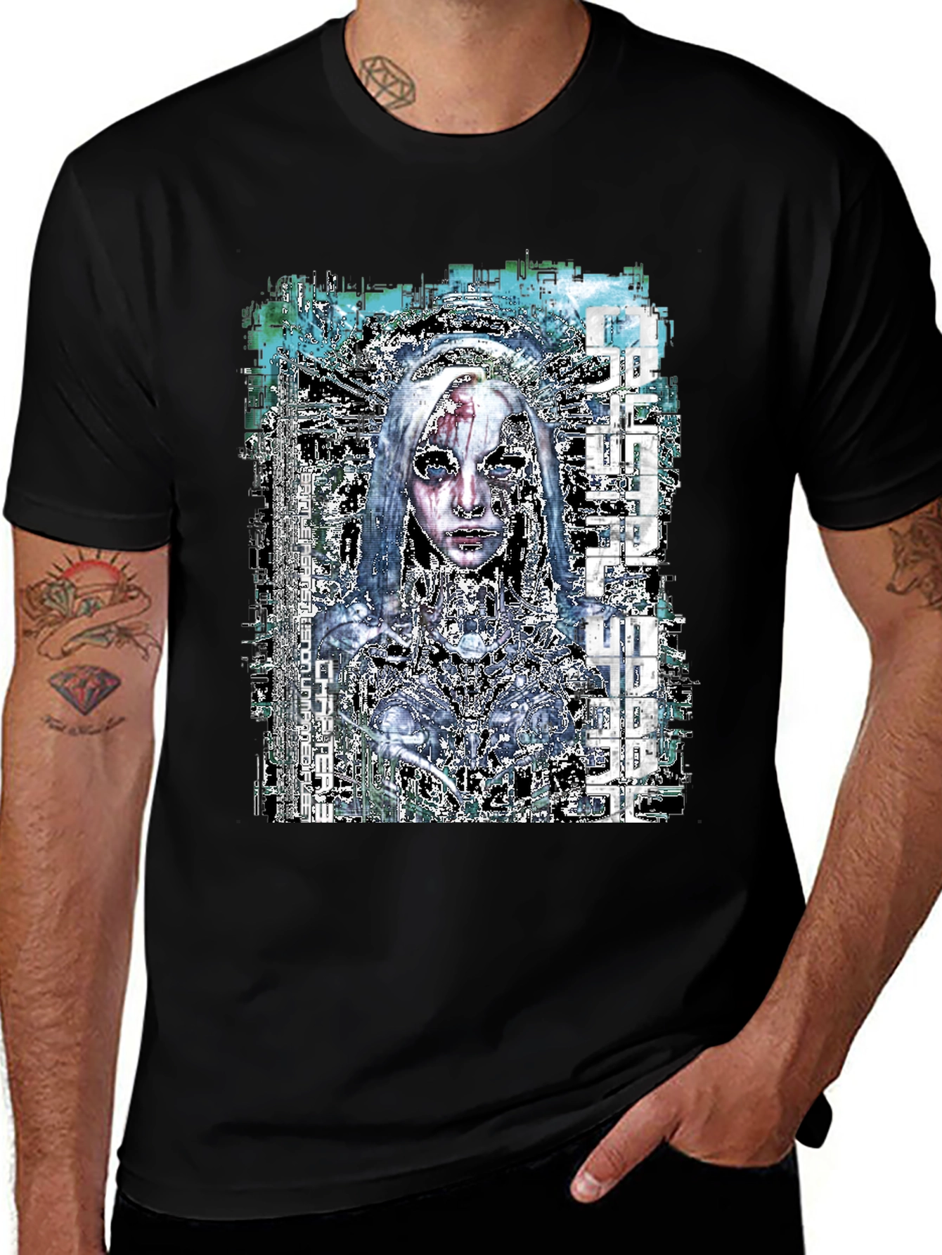Variant 9 of Cyberpunk Anime Graphic Black T-Shirt