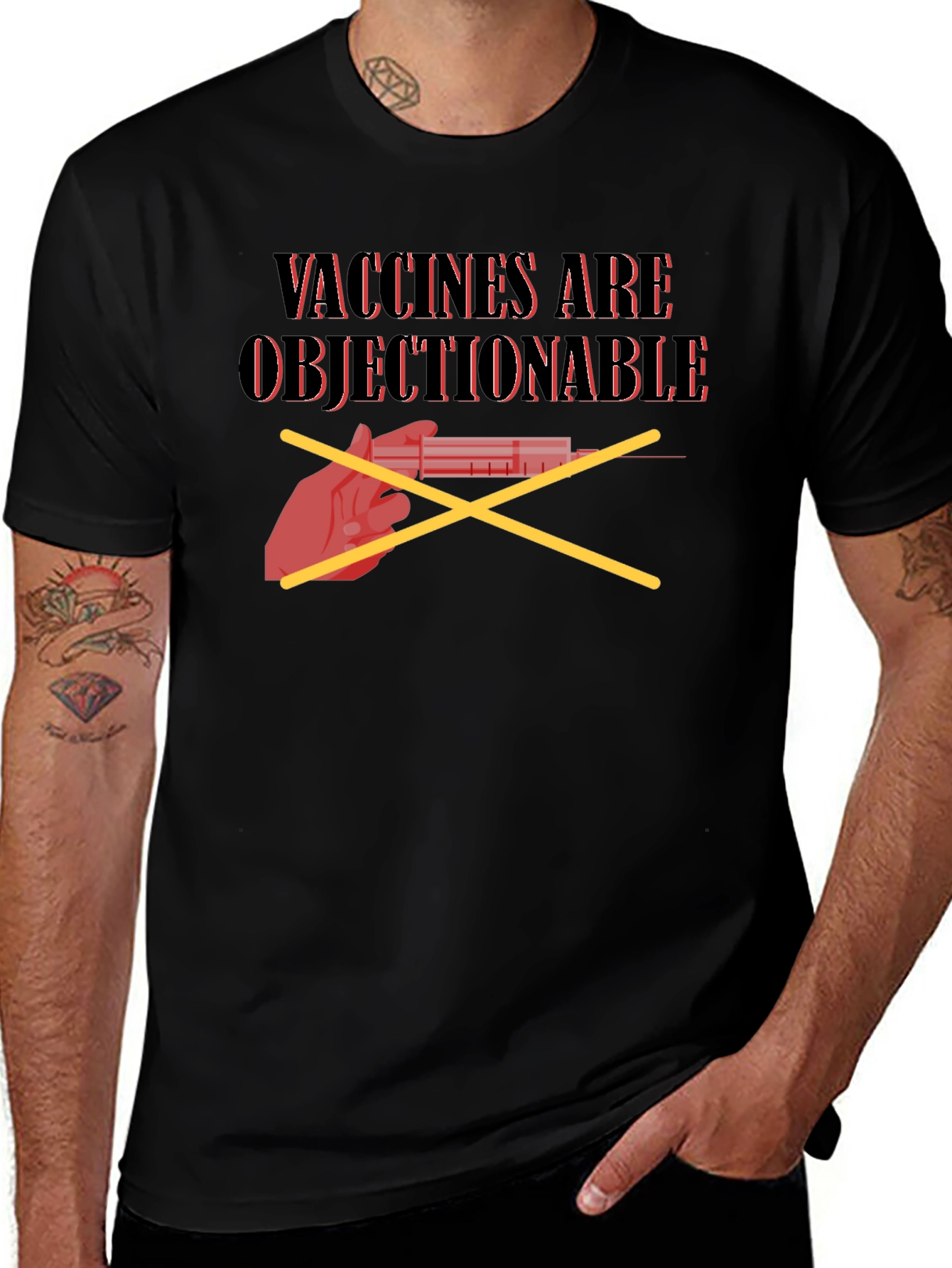 Variant 4 of Anti-Vaccine T-Shirt: Vaccines Are Objectionable