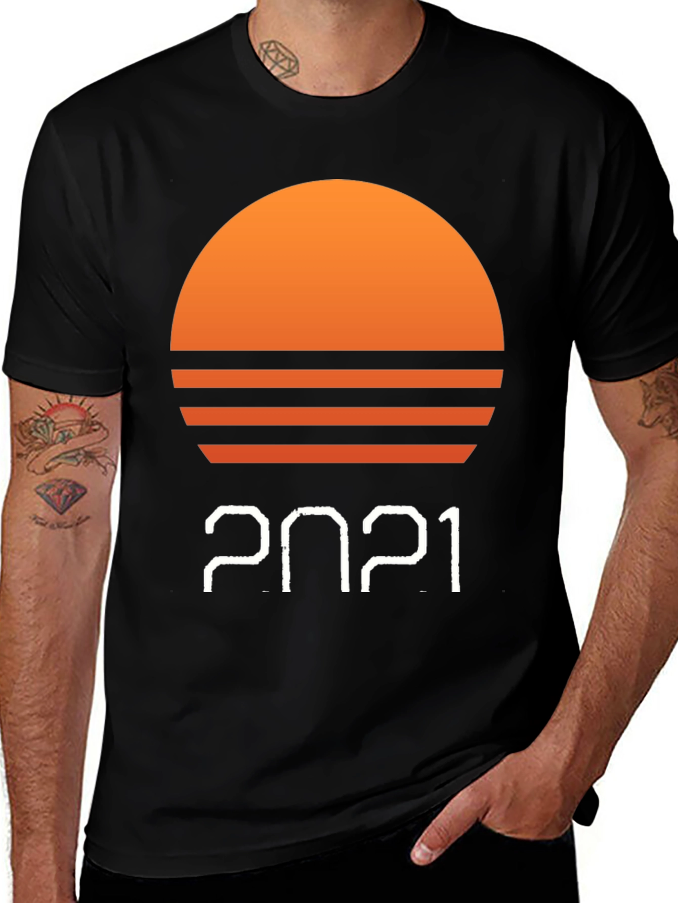 Retro Sunset 2021 Black T-Shirt