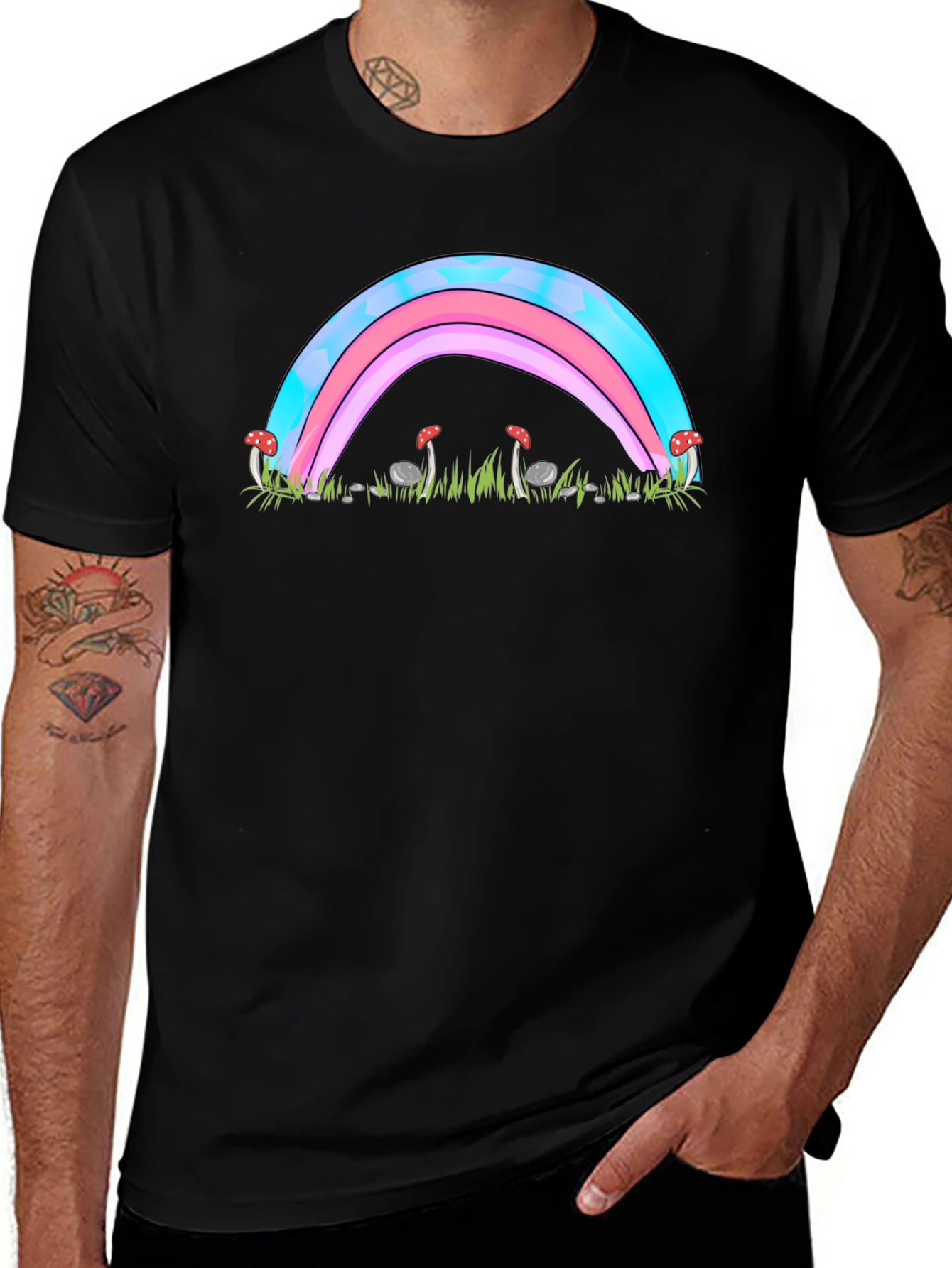 Variant 13 of Trans Pride Rainbow & Mushroom Graphic Tee