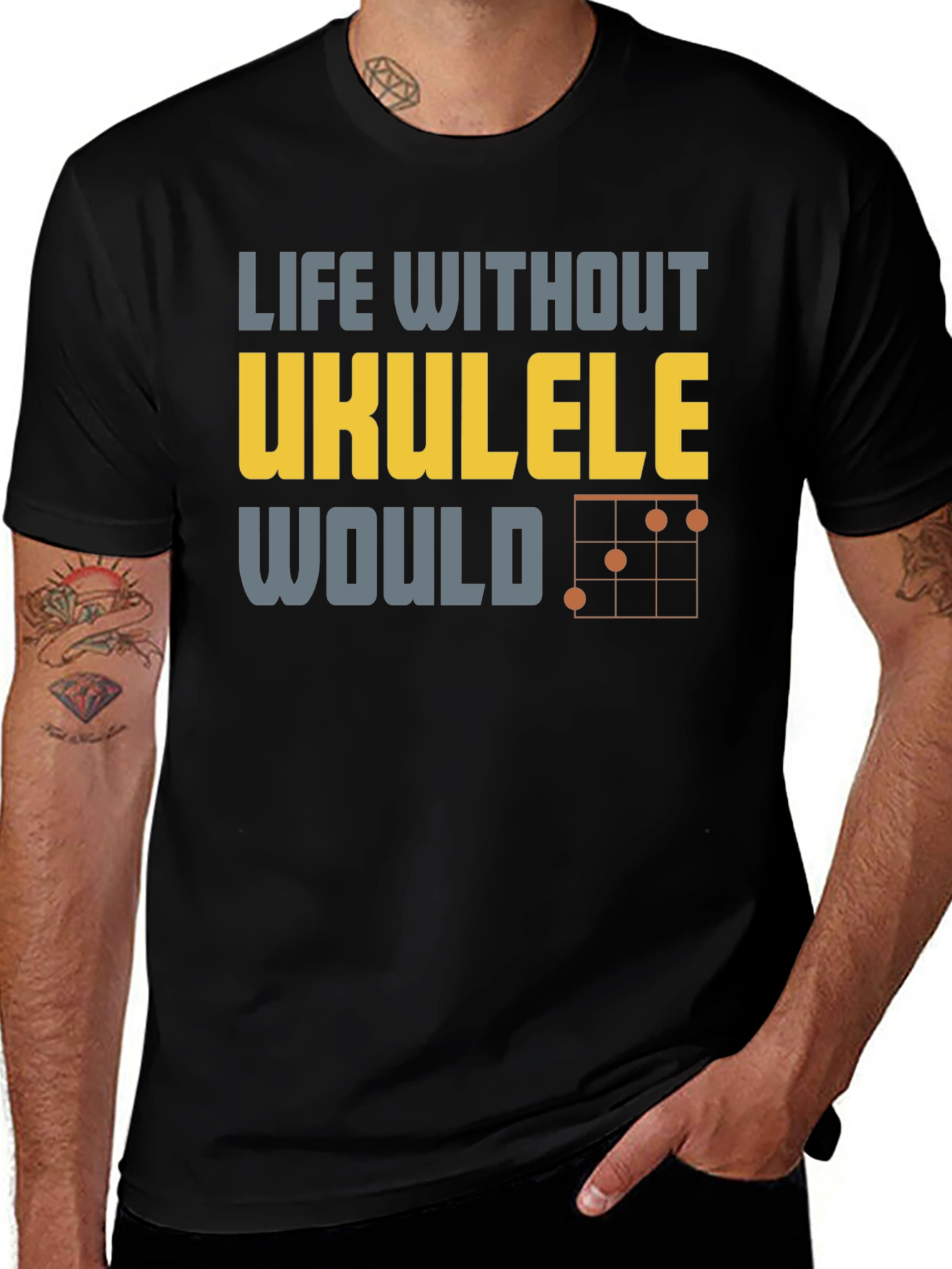 Variant 18 of Life Without Ukulele T-Shirt - Musician Graphic Tee