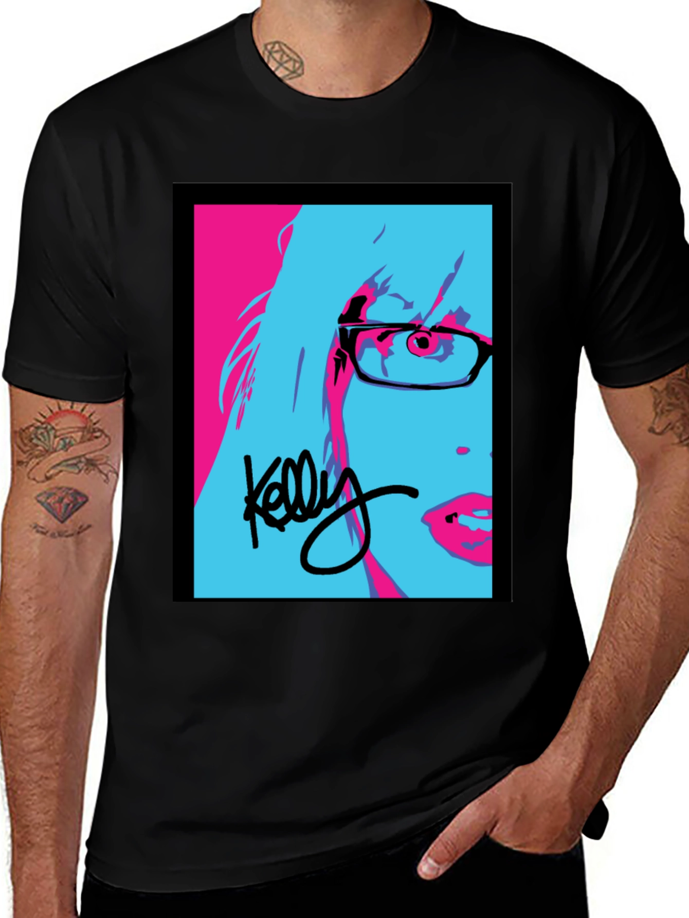 Kelly Pop Art Black T-Shirt