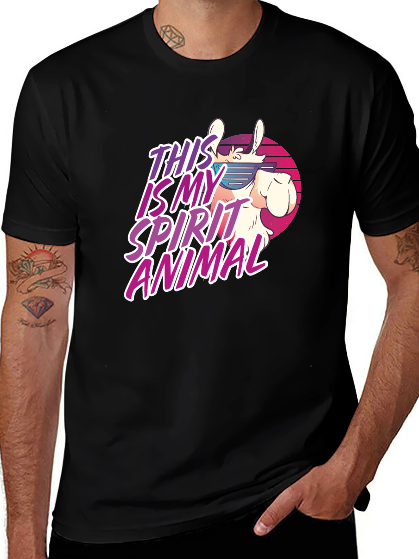 Variant 16 of Retro Llama Spirit Animal Graphic T-Shirt