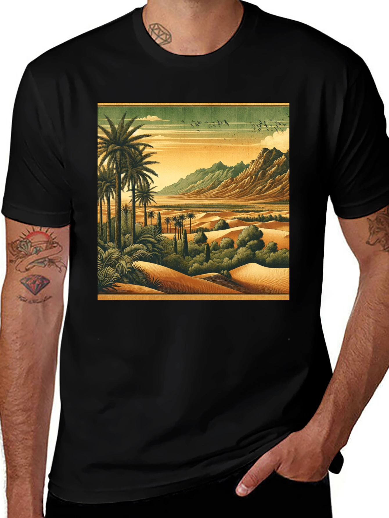 Variant 15 of Retro Desert Oasis Graphic T-Shirt
