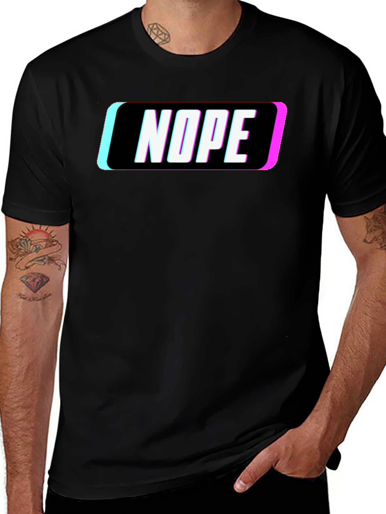 Nope Graphic Tee - Glitch Style Novelty T-Shirt