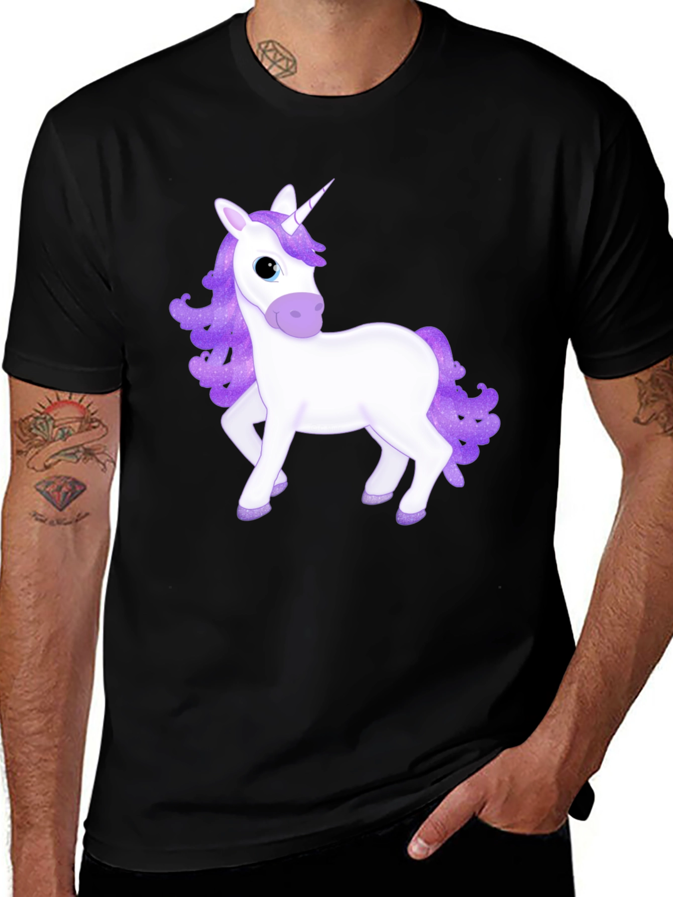 Variant 19 of Unicorn Graphic Tee - Black Cotton Comfort
