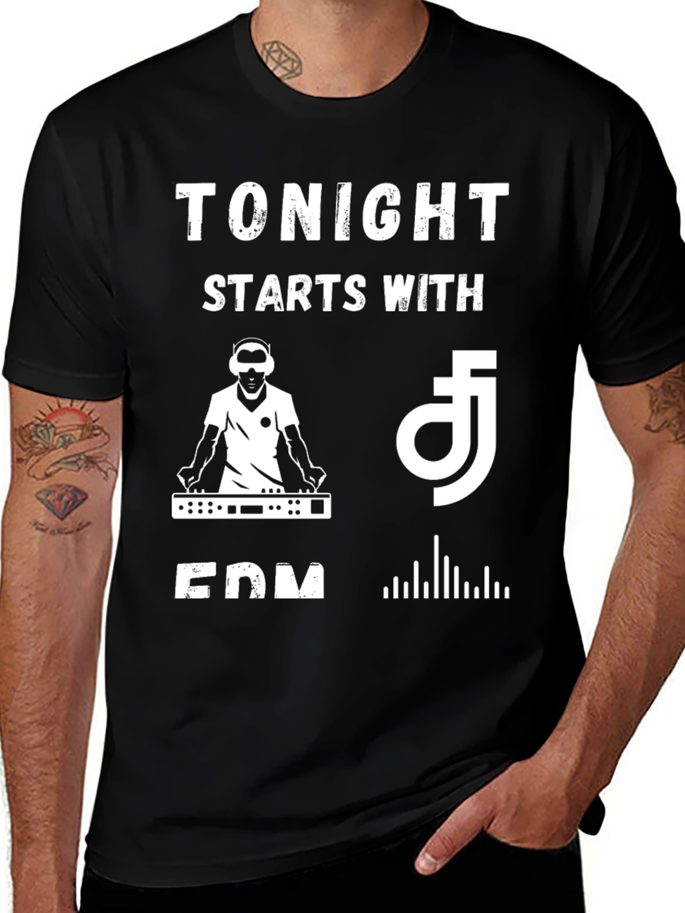 Tonight Starts With EDM Black Graphic T-Shirt