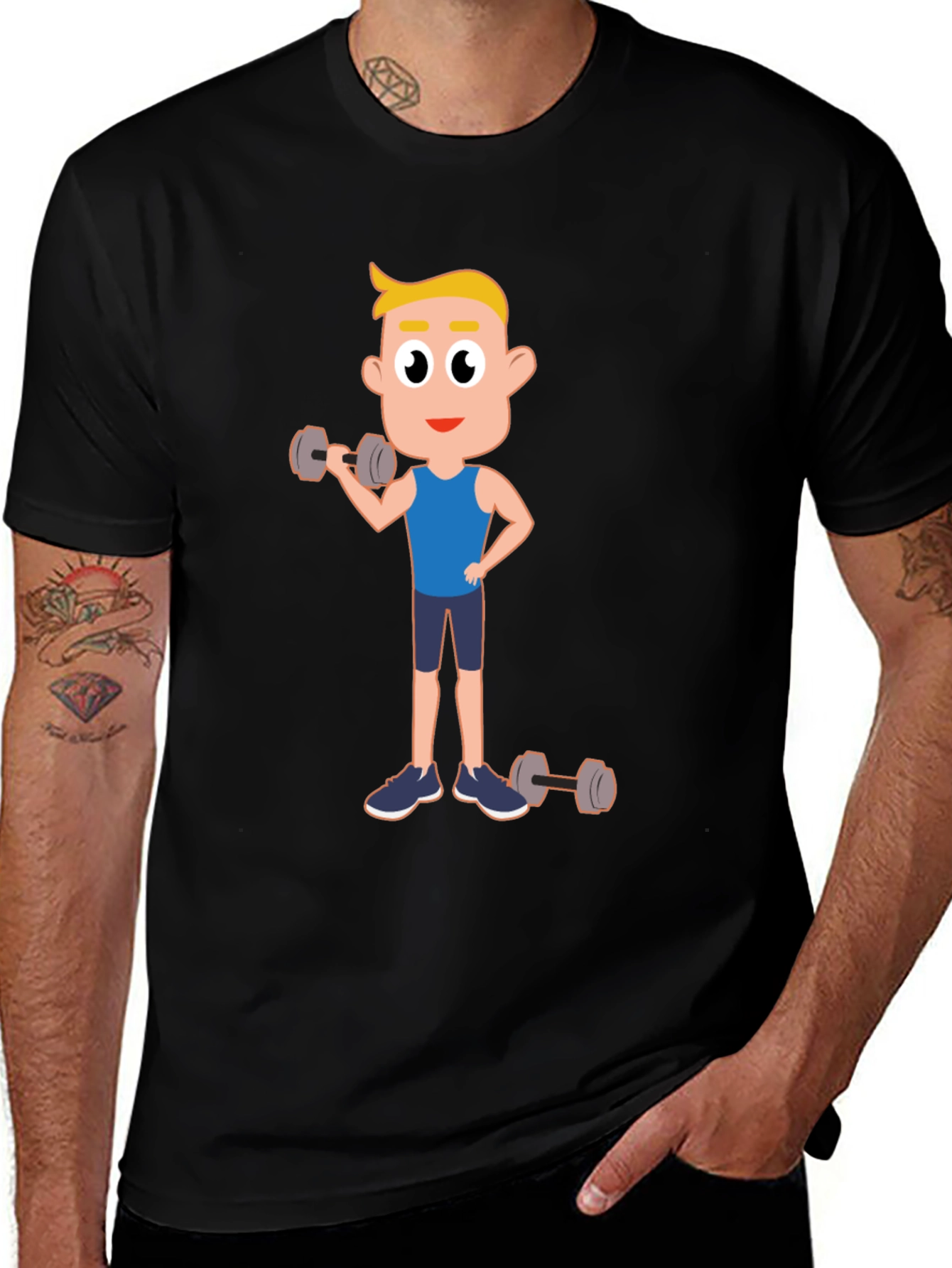 Variant 5 of Cartoon Fitness T-Shirt: Gym Workout Tee