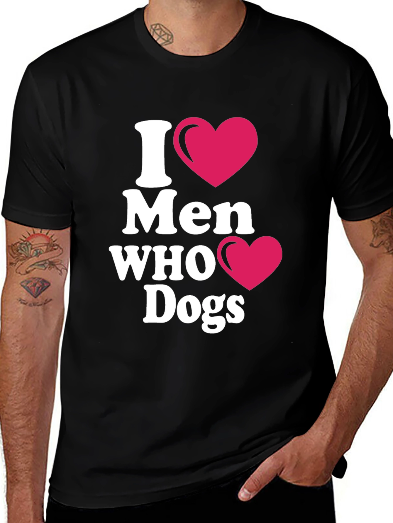 Variant 11 of I Heart Men Who Love Dogs Black T-Shirt