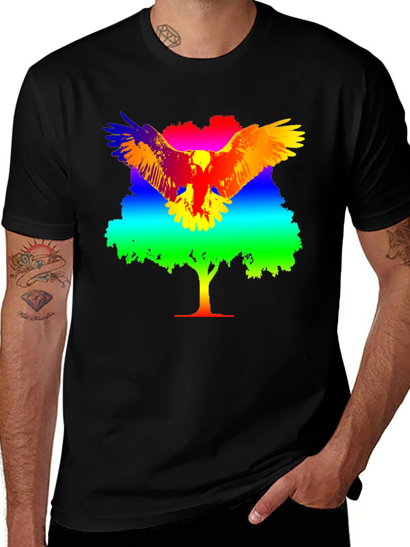 Variant 22 of Rainbow Eagle Tree Graphic T-Shirt