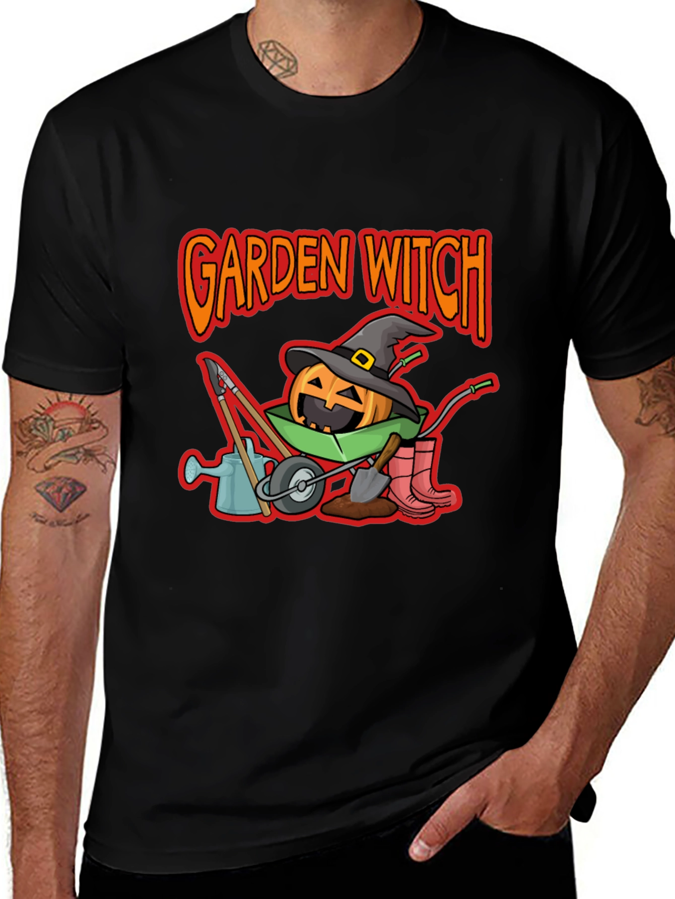 Variant 27 of Garden Witch T-Shirt - Pumpkin Halloween Tee