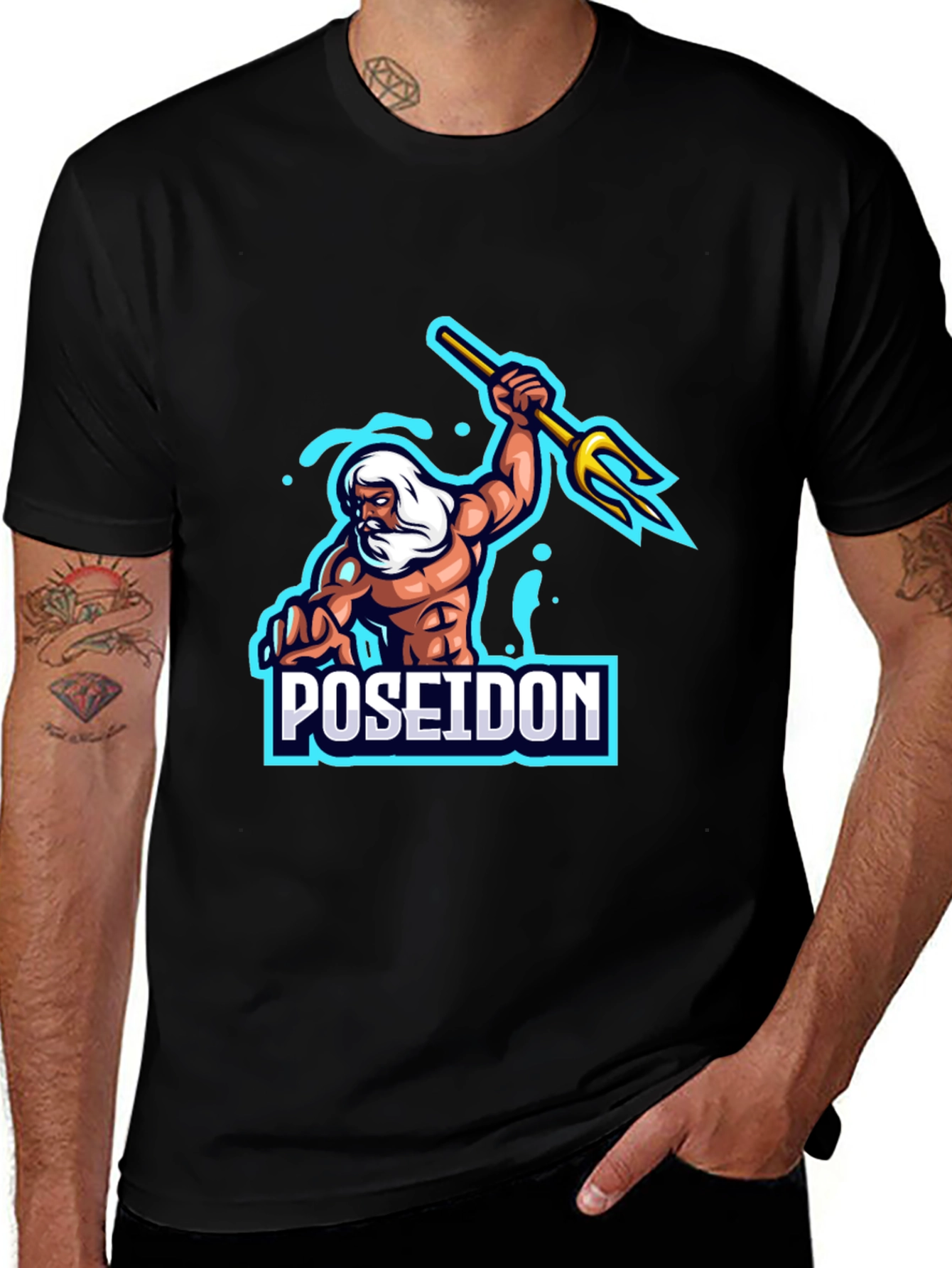 Poseidon Graphic T-Shirt - Black Cotton Tee