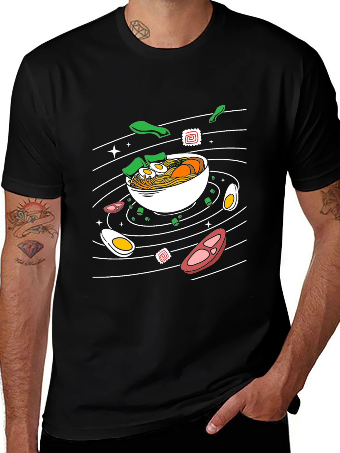Variant 18 of Ramen Noodles Graphic Print Black T-Shirt