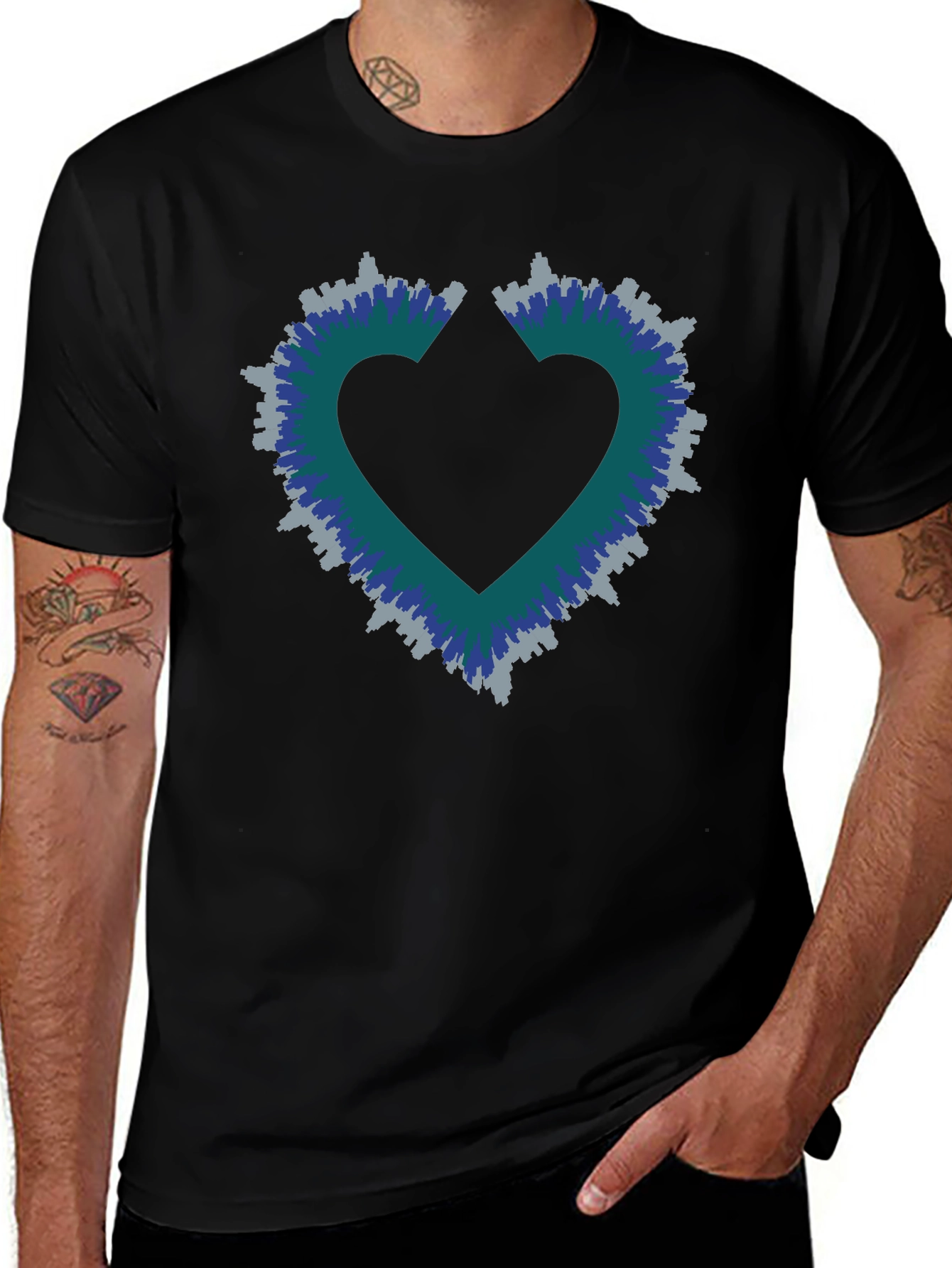 Variant 22 of Heart Skyline Men's Black T-Shirt