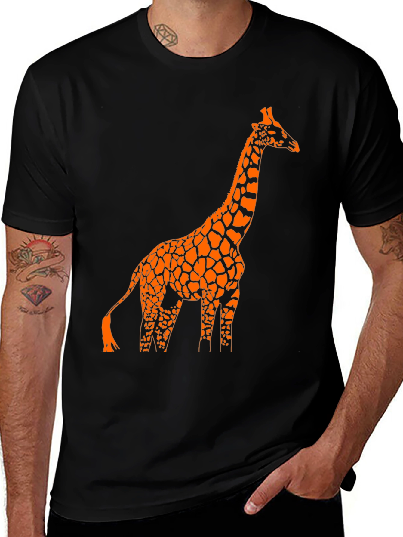Variant 20 of Black Giraffe Graphic Tee - Animal Lover Shirt