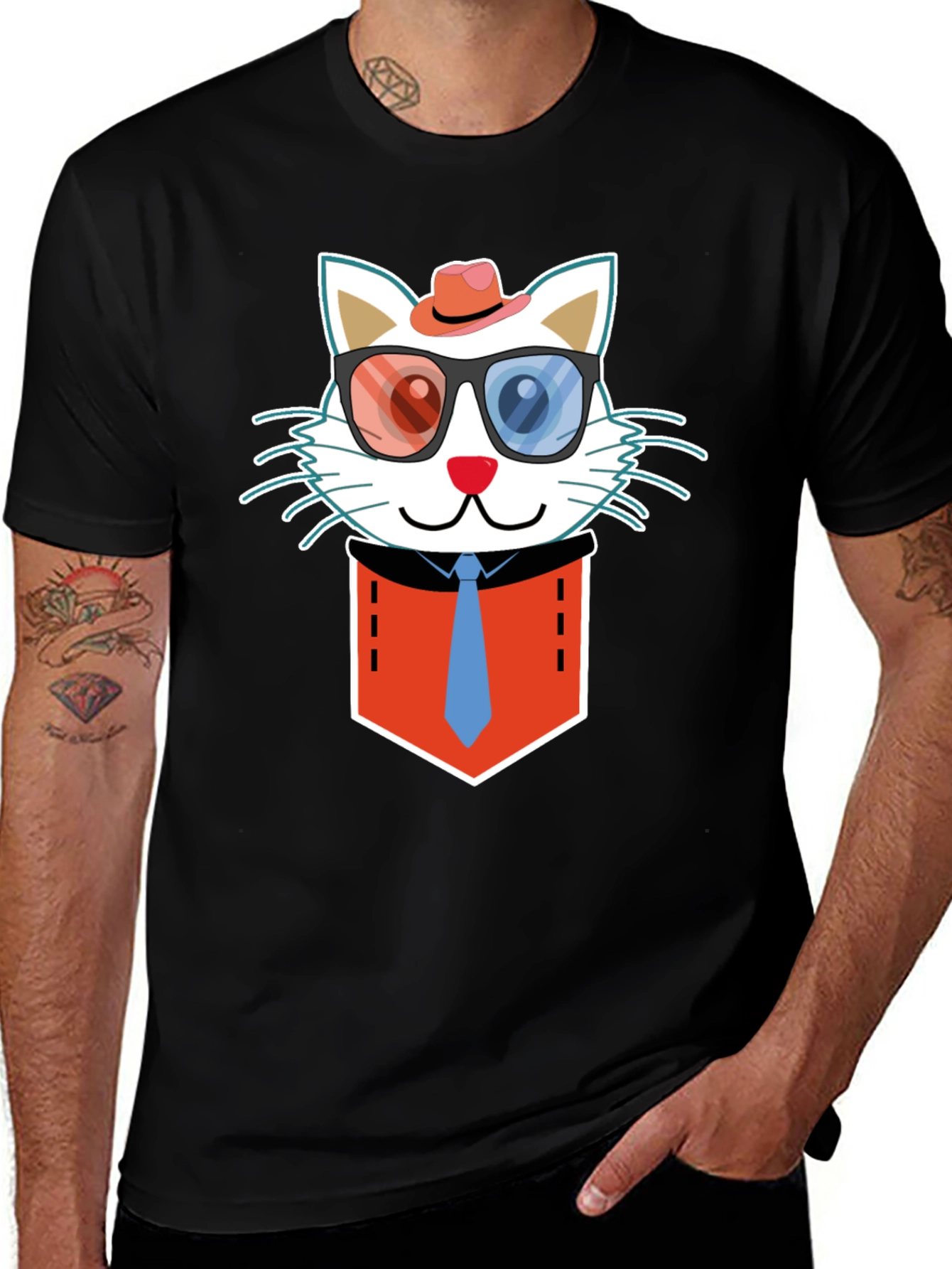 Variant 3 of Cat in Pocket T-Shirt - Funny Graphic Tee