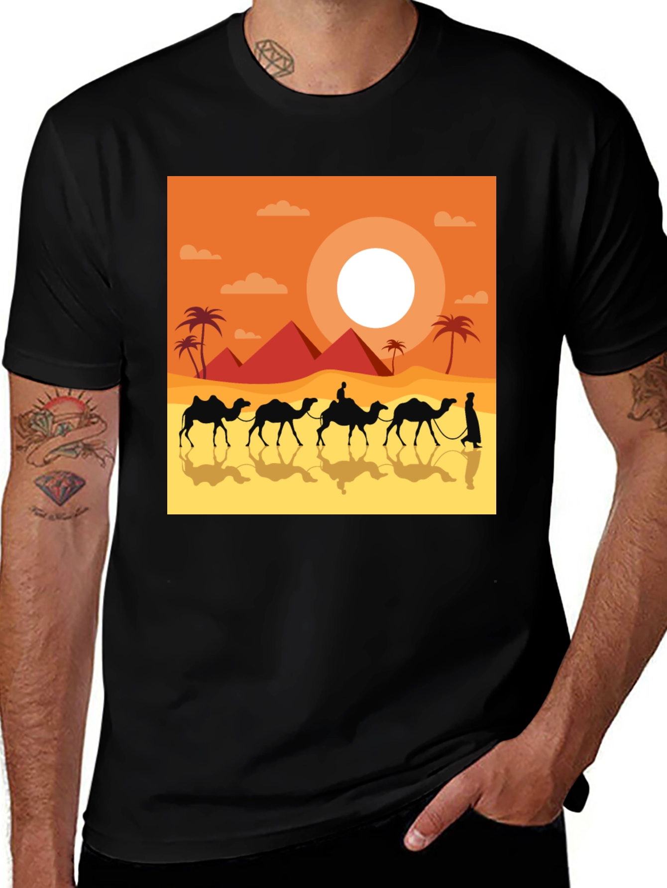 Black Desert Caravan Graphic Tee - Unisex Black T-Shirt main image