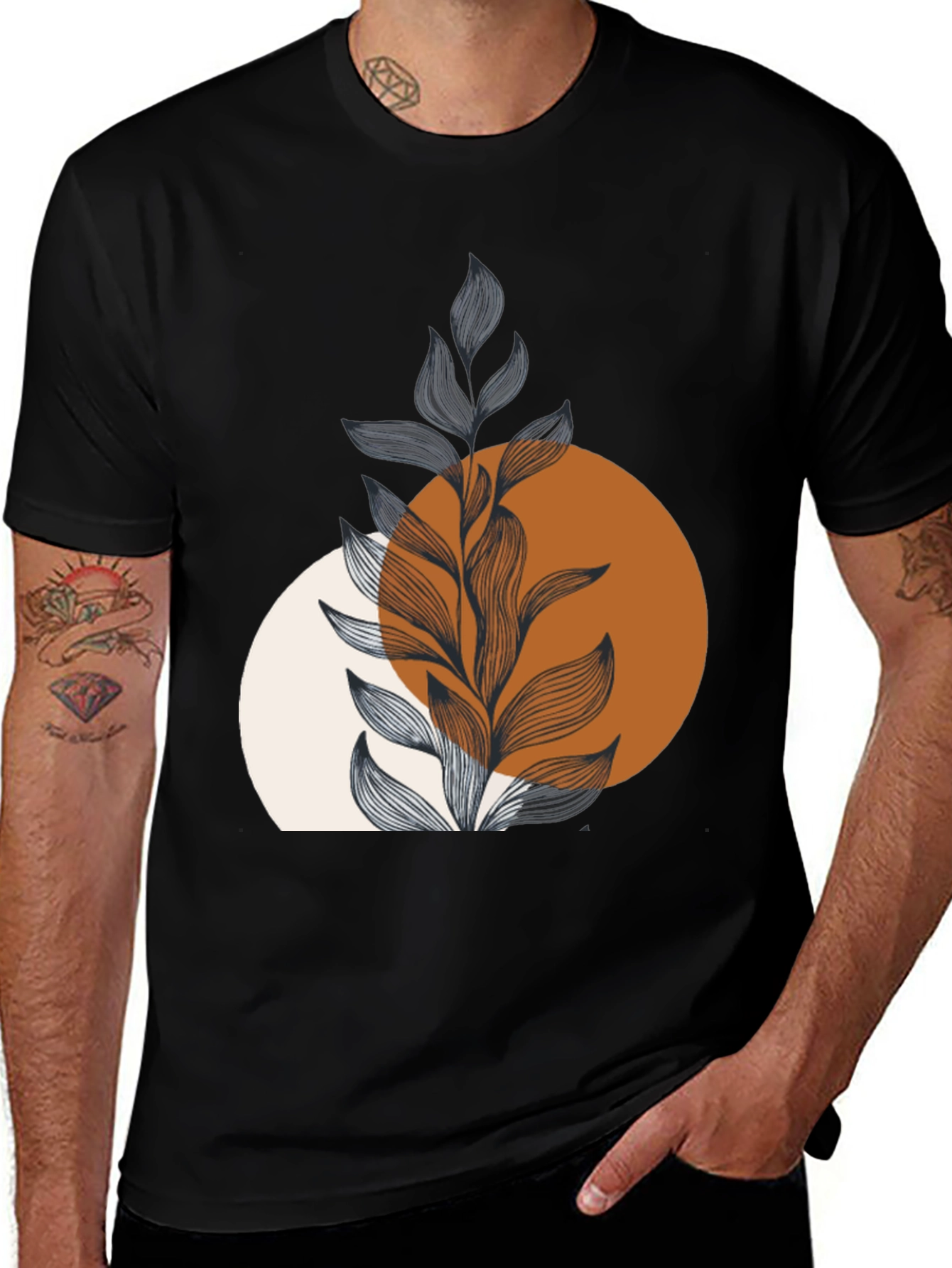 Variant 2 of Abstract Botanical Graphic Black T-Shirt