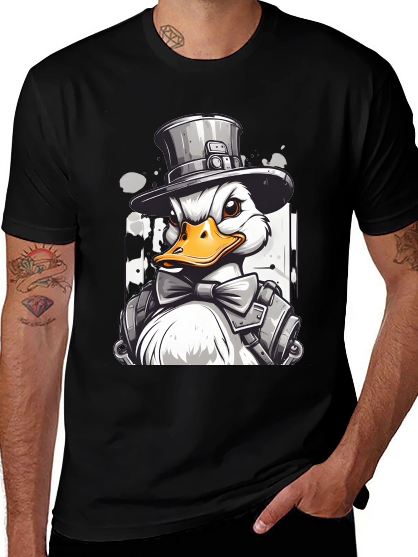 Variant 25 of Duck Top Hat Bow Tie T-Shirt