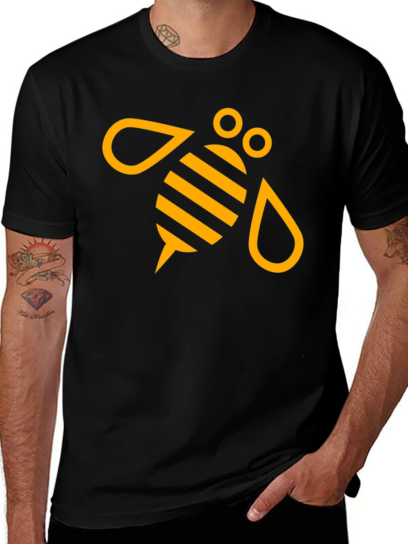 Variant 7 of Black T-Shirt with Graphic Bee Design