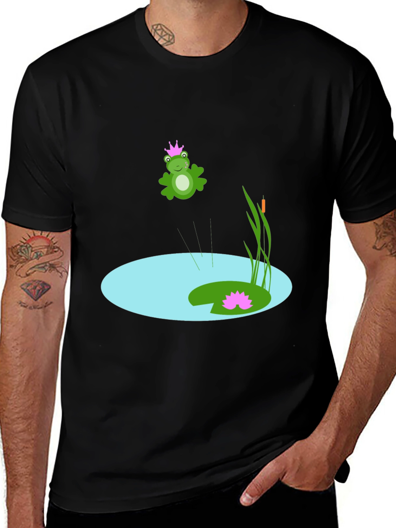 Variant 21 of Frog Prince T-Shirt - Whimsical Black Tee