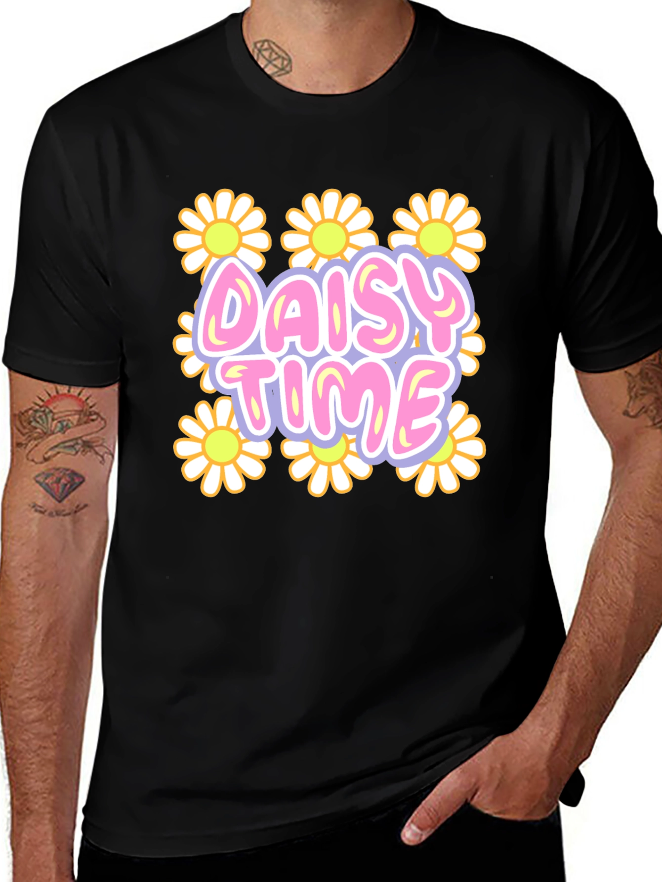 Variant 24 of Daisy Time Graphic Tee - Retro Floral Design
