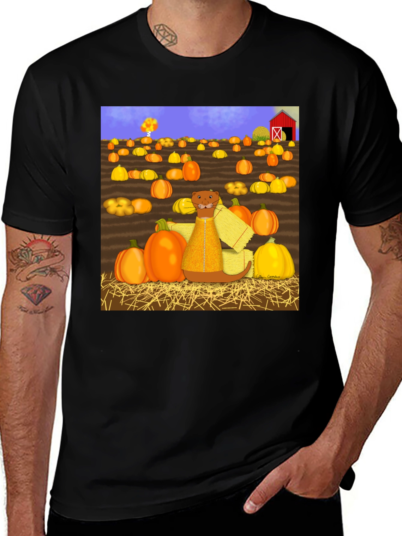 Variant 27 of Pumpkin Patch Otter Graphic Tee