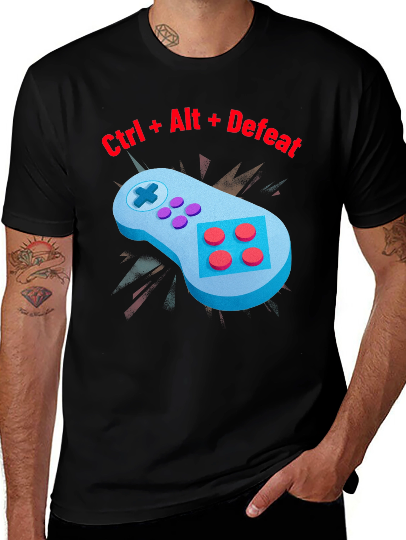 Variant 16 of Ctrl Alt Defeat Gamer T-Shirt - Black