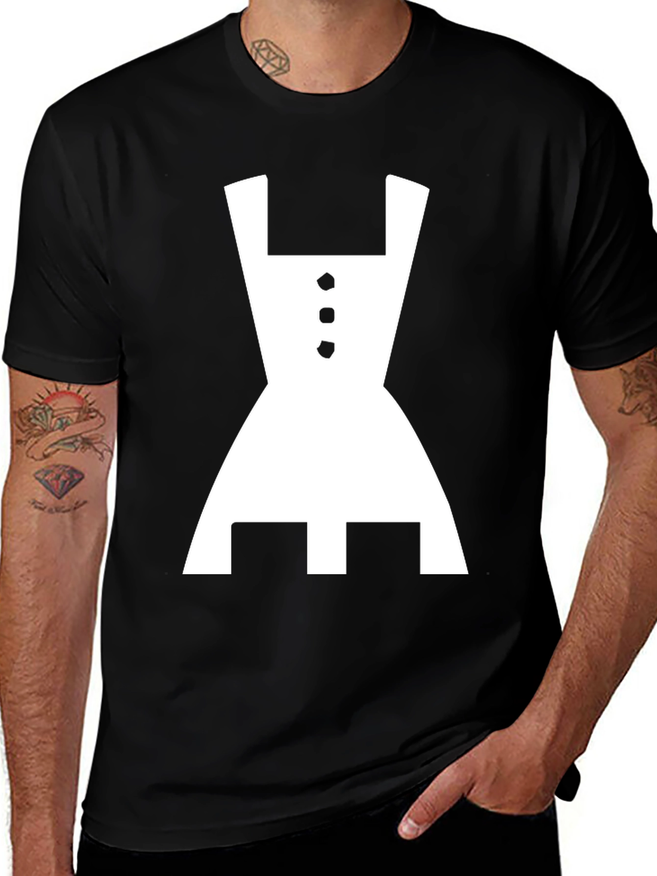 Variant 26 of Black T-Shirt with White Dirndl Graphic
