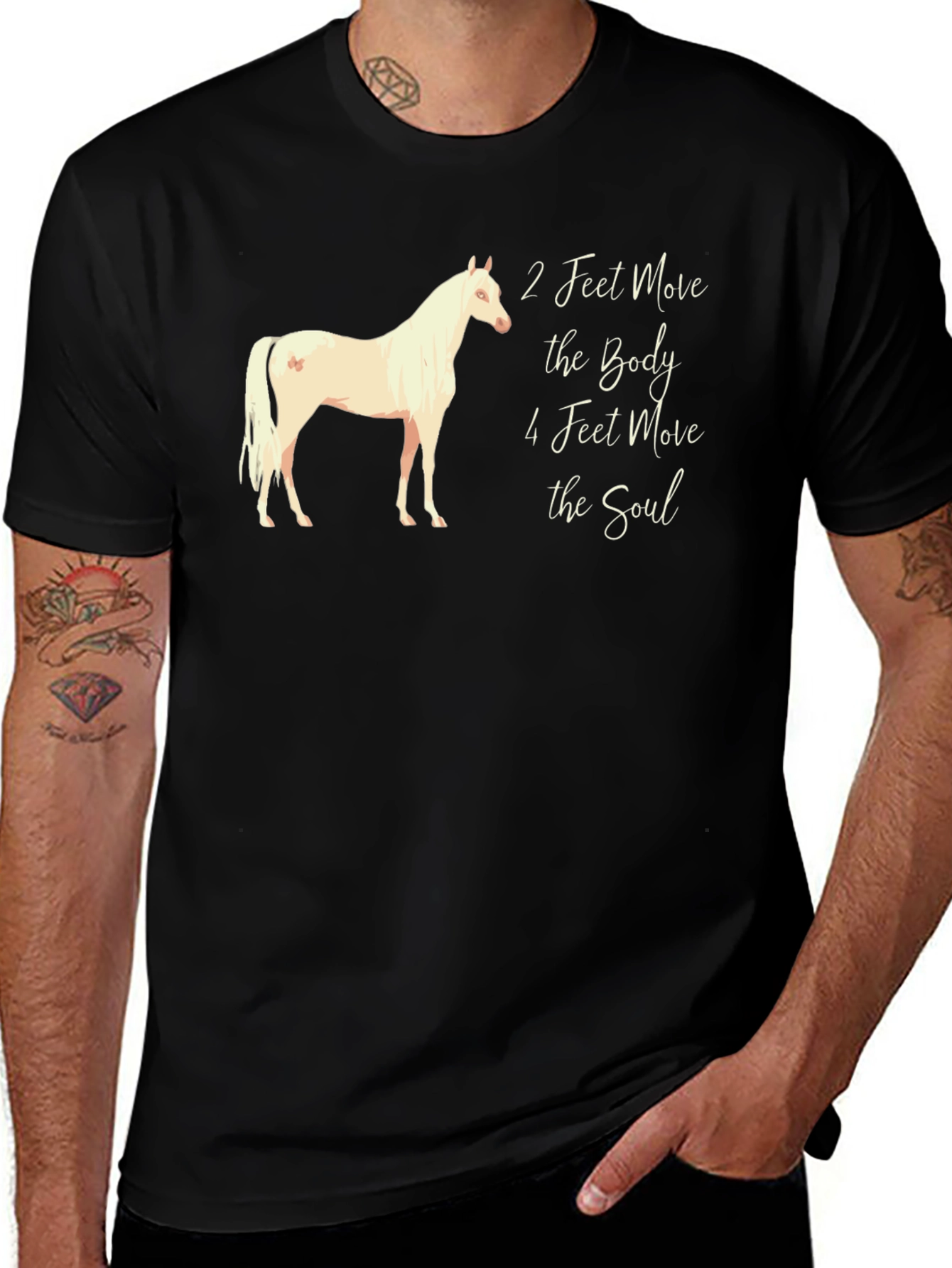 Variant 5 of Horse Lover Tee: 2 Feet Move the Body, 4 Move the Soul